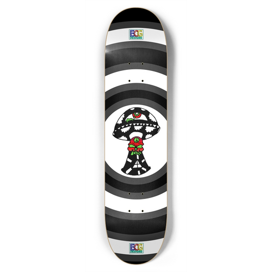 Black and White Skull Shroom Skateboard