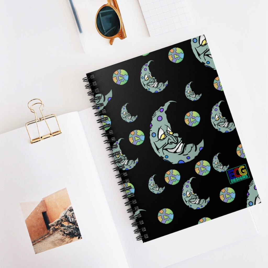 Green Moon Spiral Notebook - Ruled Line