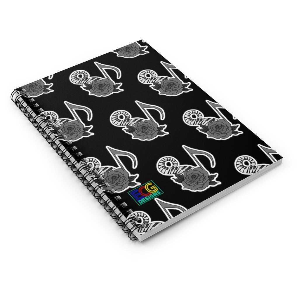 Musical Rose Spiral Notebook - Ruled Line