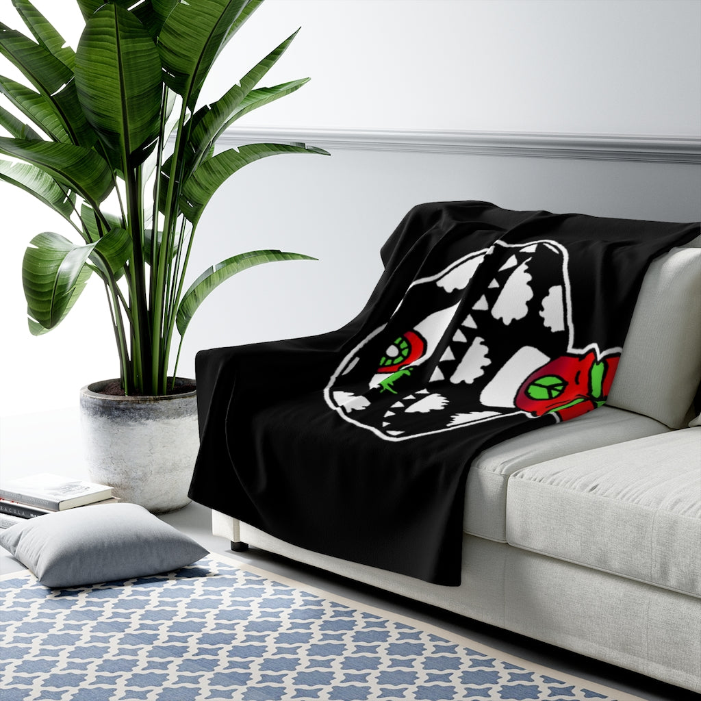 Black and White Skull Shroom Sherpa Fleece Blanket