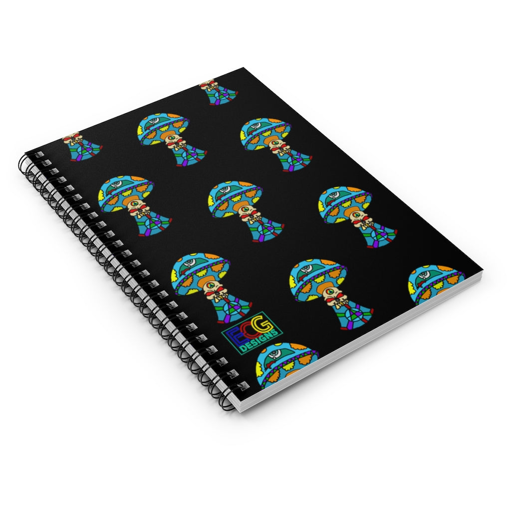 Multicolored Skull Shroom Spiral Notebook - Ruled Line