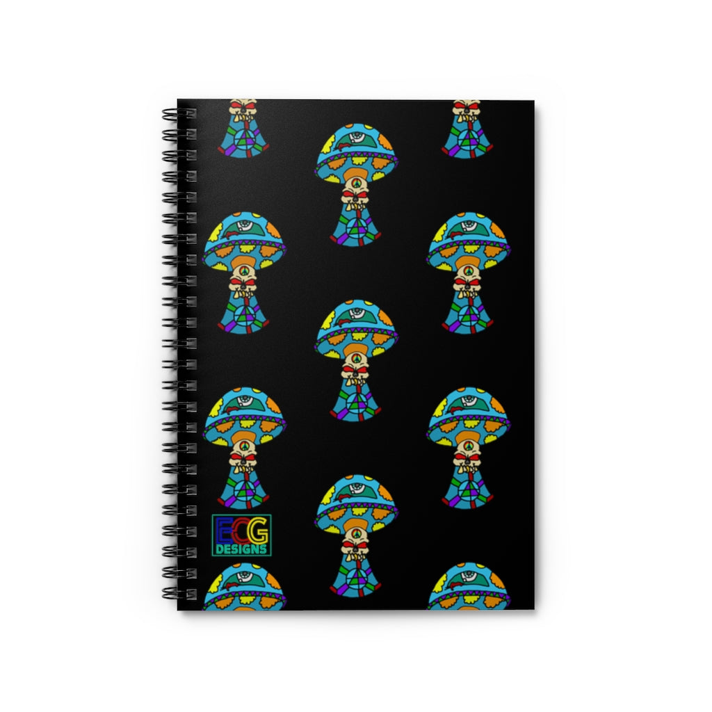 Multicolored Skull Shroom Spiral Notebook - Ruled Line