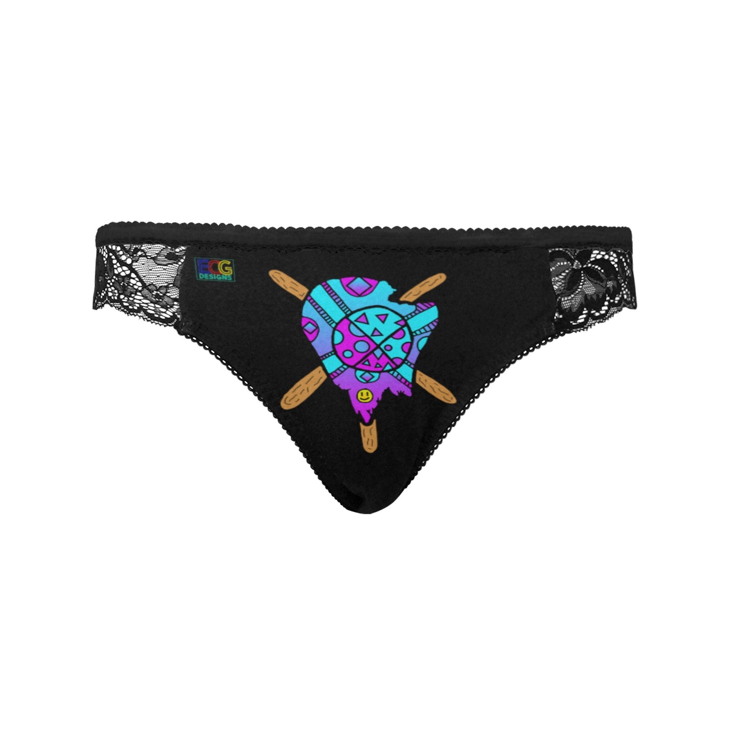 Blue and Purple Melted Popsicle Women's Lace Panty (Model L41)