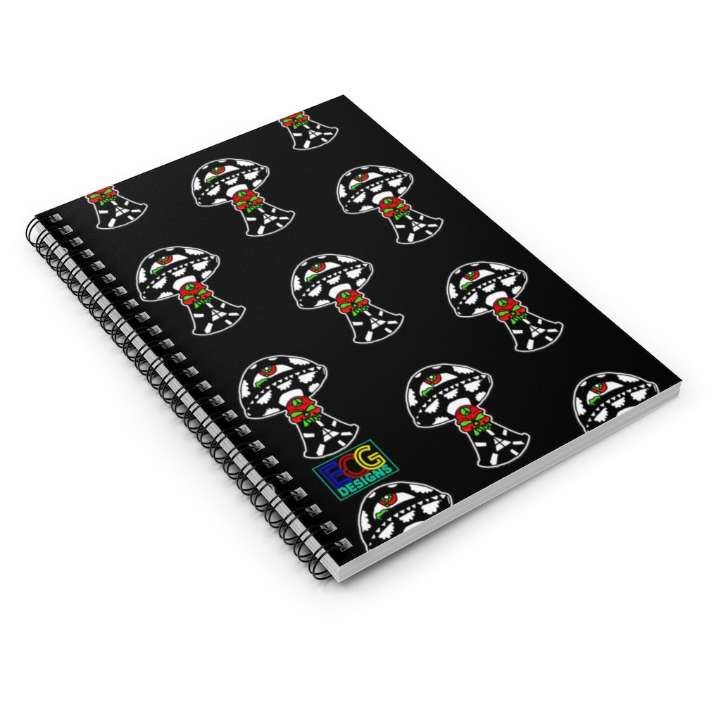 Black and White Skull Shroom Spiral Notebook - Ruled Line