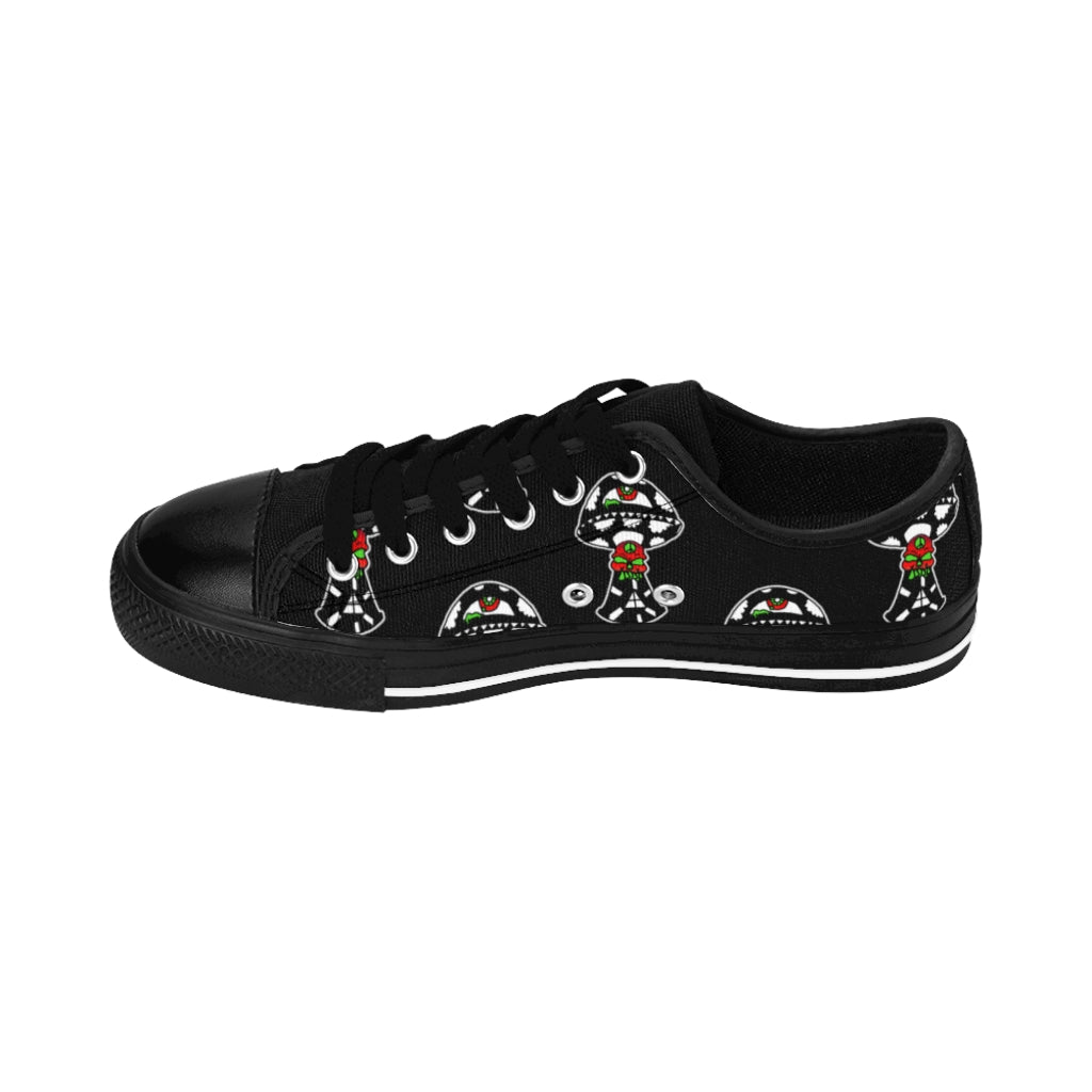 Black and White Skull Shroom Men's Sneakers