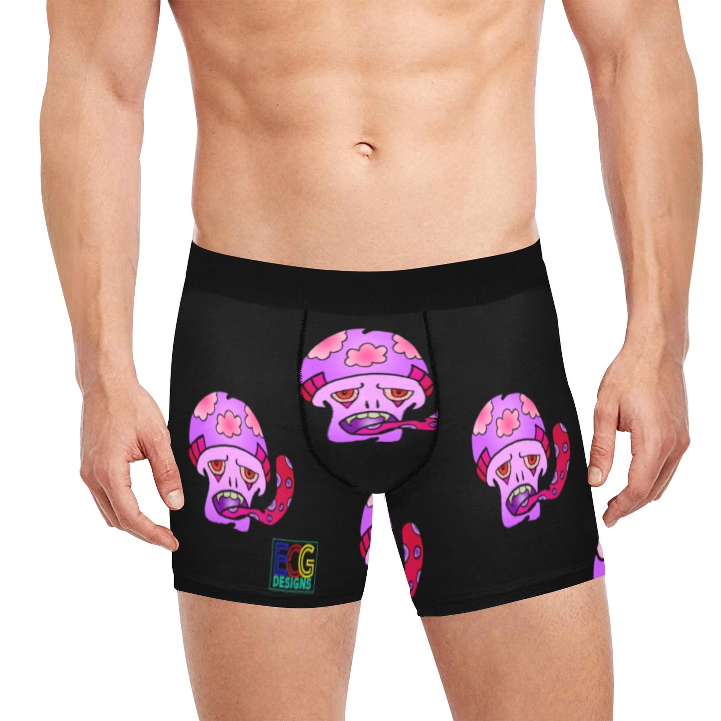 Pink Shroom Men's Boxer Briefs with Inner Pocket (Model L34)