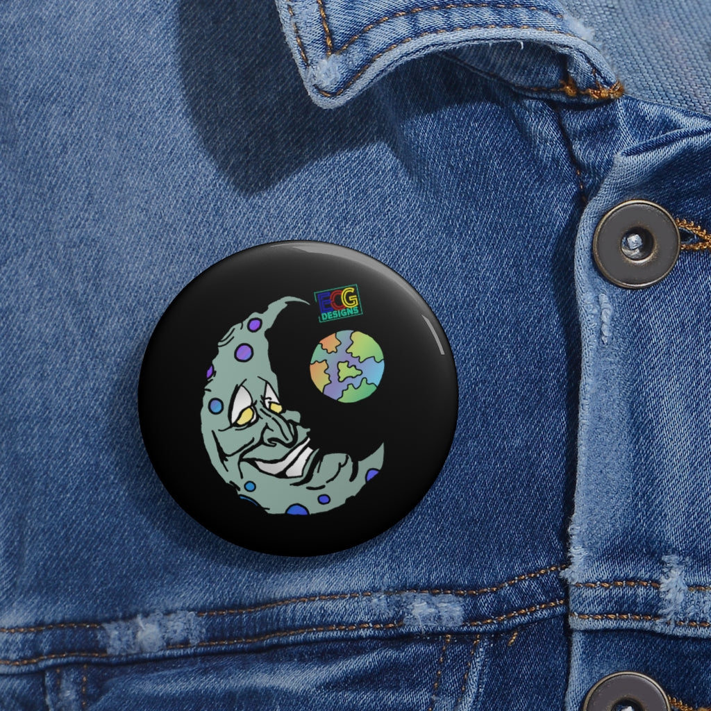 Green Moon Pin Buttons