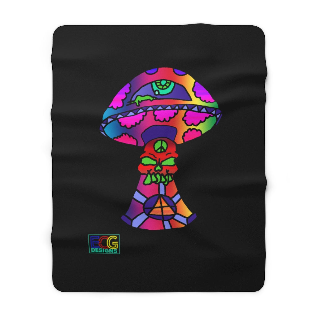 Rainbow Skull Shroom Sherpa Fleece Blanket