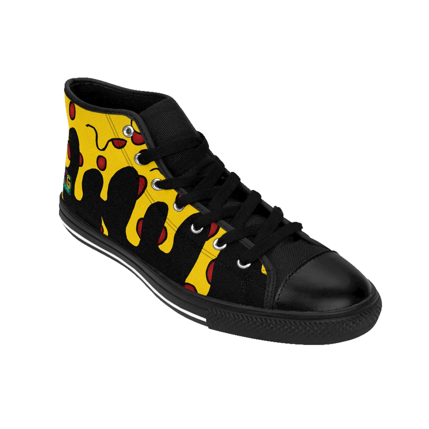 Cheesy Pizza Men's High-top Sneakers (Black)