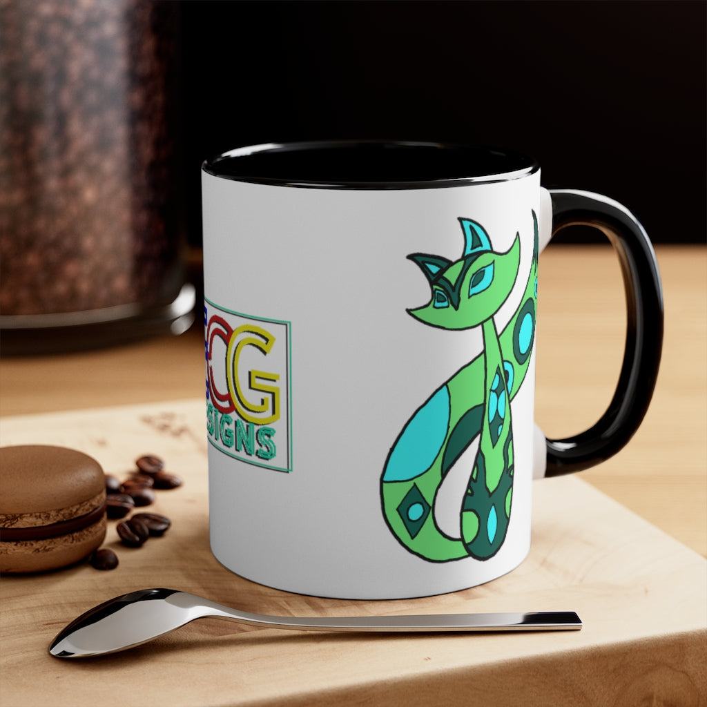 Green Cat Accent Coffee Mug, 11oz