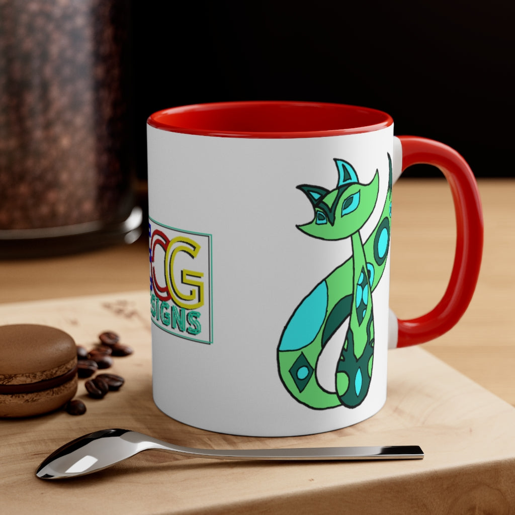 Green Cat Accent Coffee Mug, 11oz