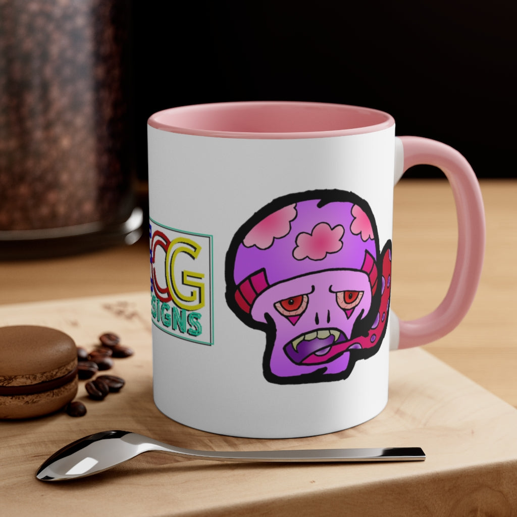 Pink Shroom Accent Coffee Mug, 11oz