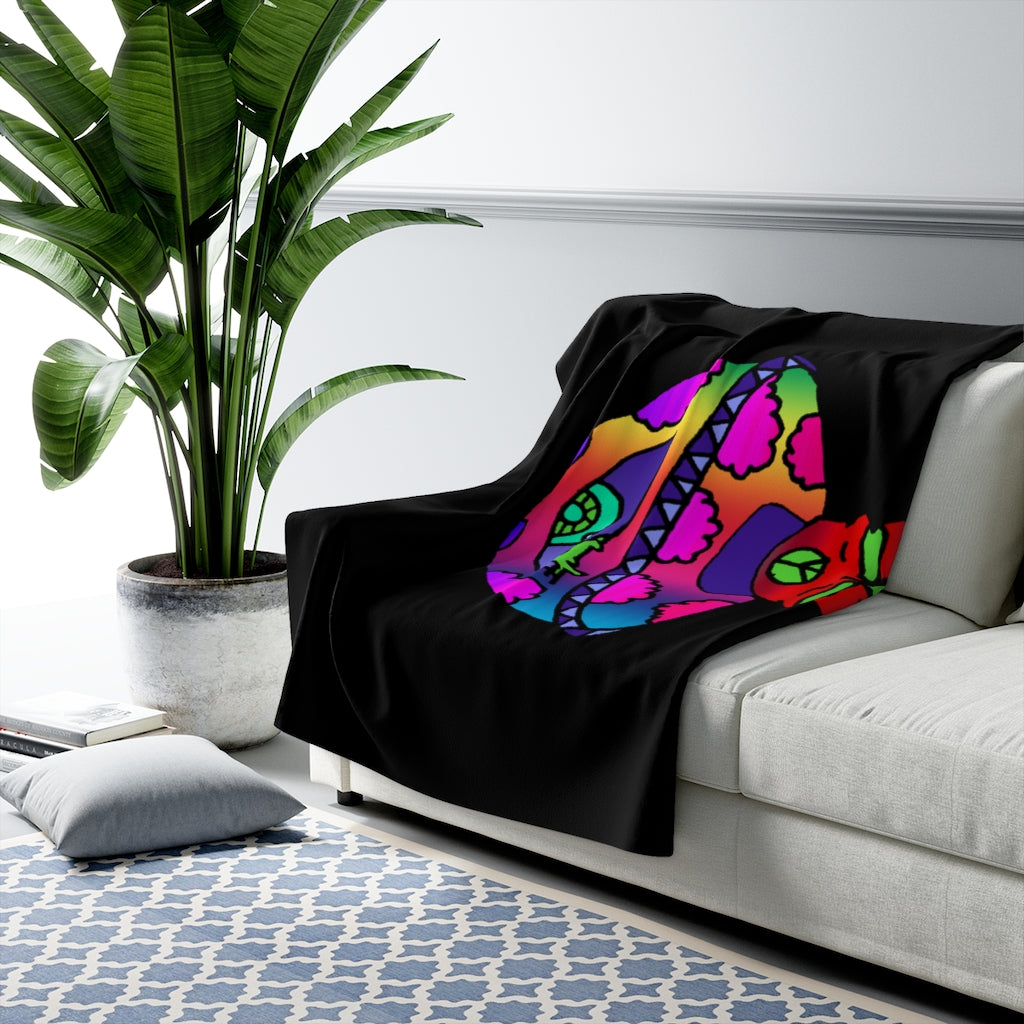 Rainbow Skull Shroom Sherpa Fleece Blanket