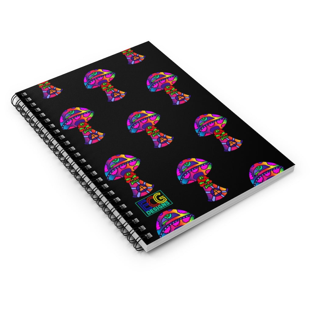 Rainbow Skull Shroom Spiral Notebook - Ruled Line