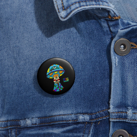 Multicolored Skull Shroom Pin Buttons