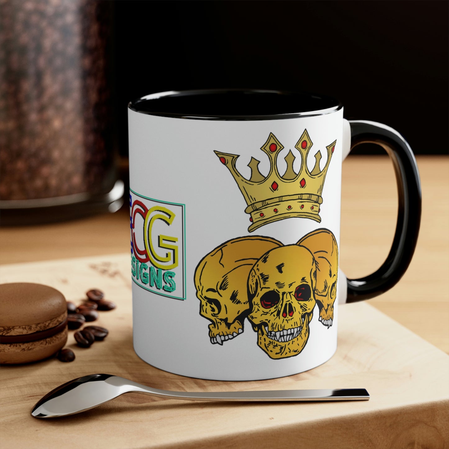 Triple Skull Crown Accent Coffee Mug, 11oz