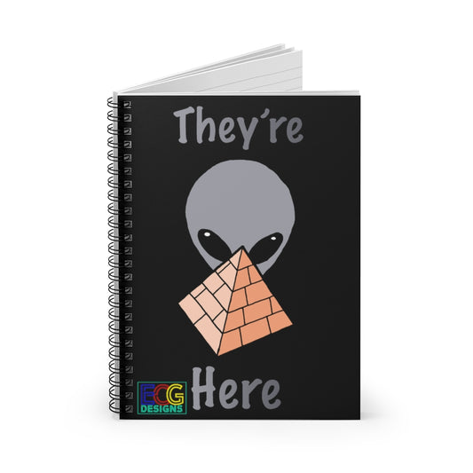 Gray Alien Pyramid Spiral Notebook - Ruled Line