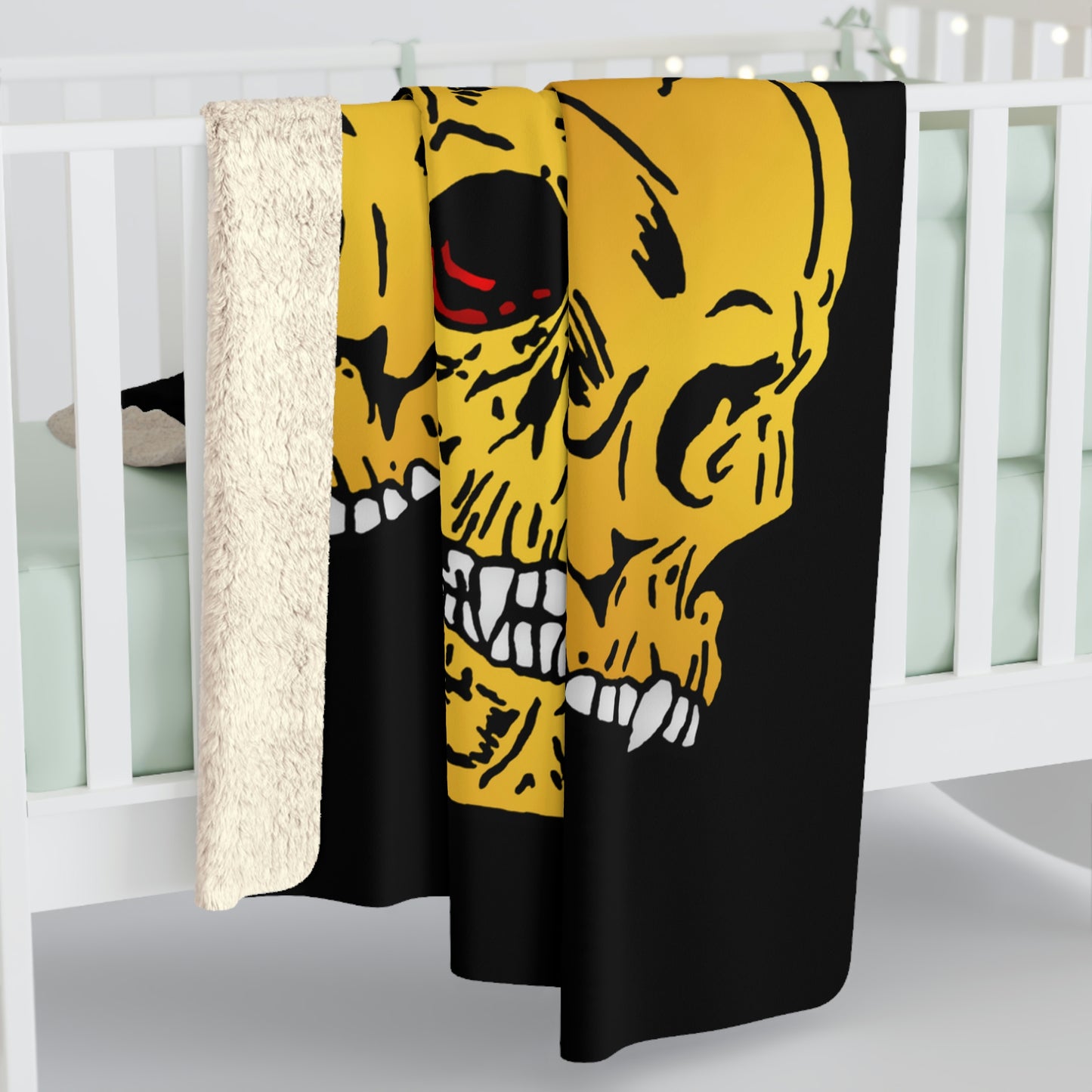 Triple Skull Crown Sherpa Fleece Blanket