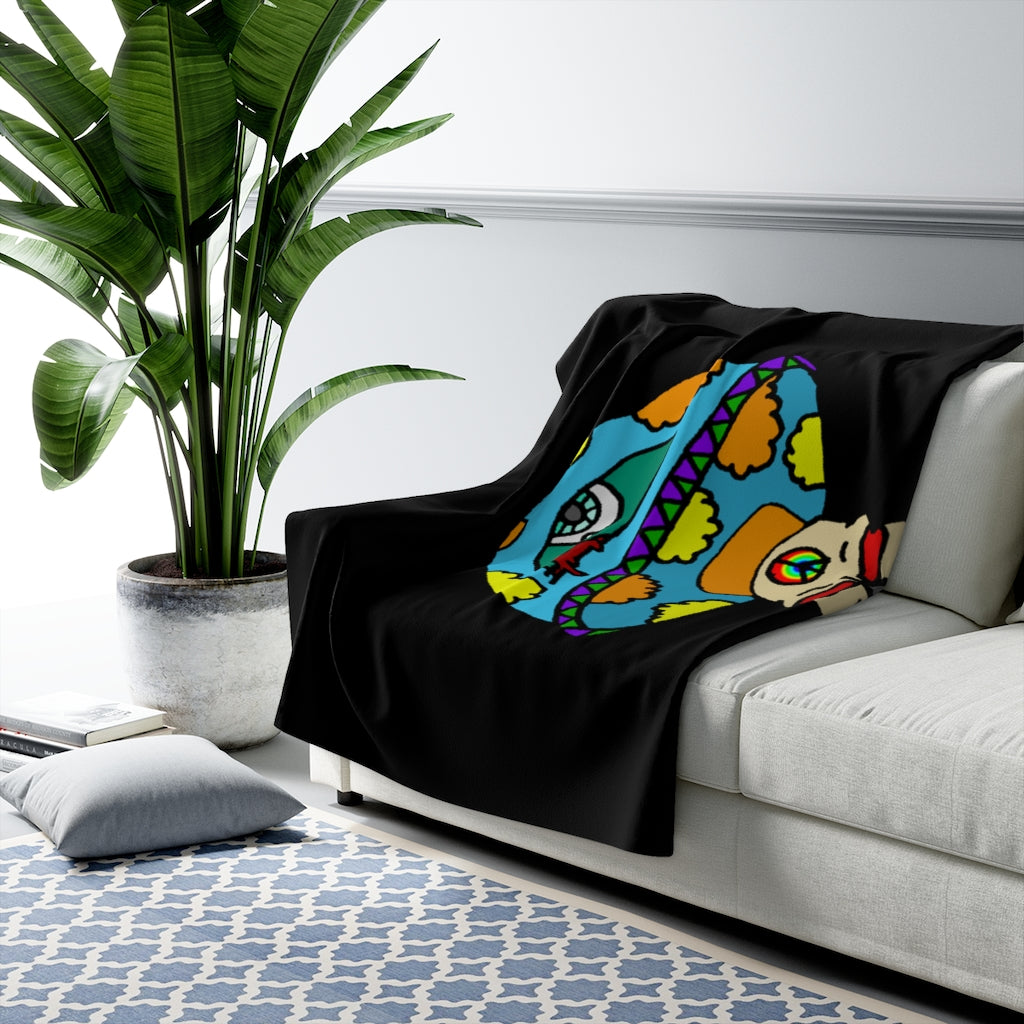 Multicolored Skull Shroom Sherpa Fleece Blanket