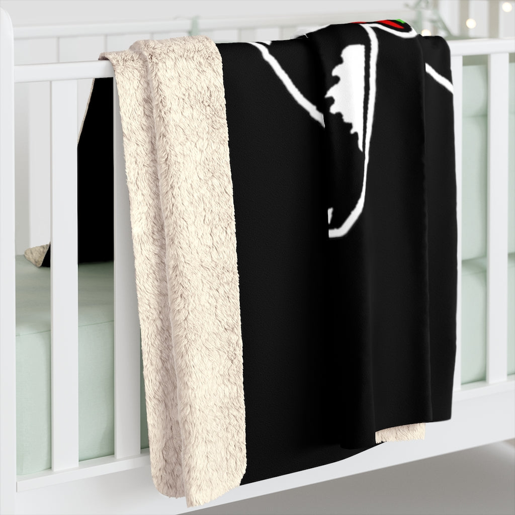 Black and White Skull Shroom Sherpa Fleece Blanket