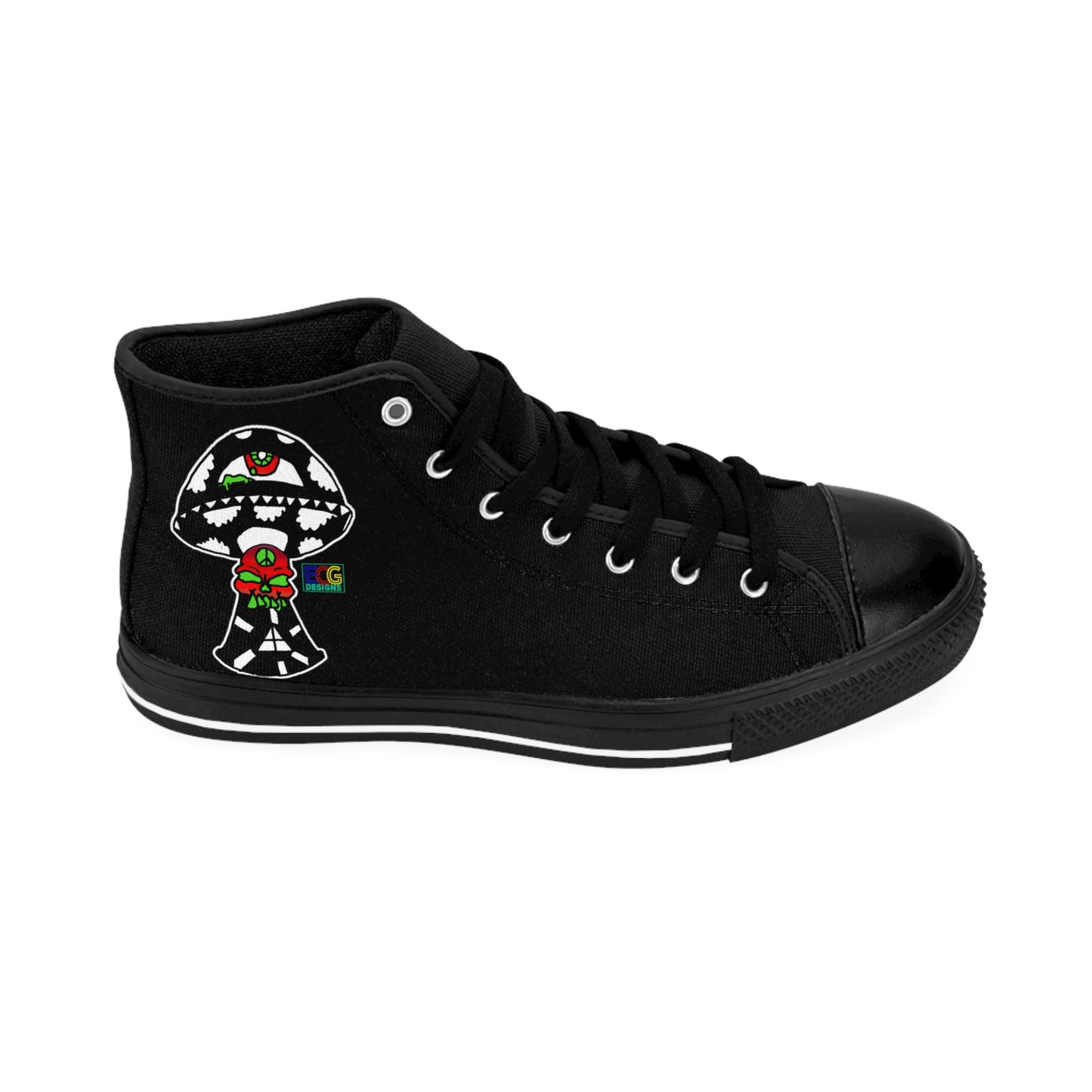 Black and White Skull Shroom Men's Classic Sneakers