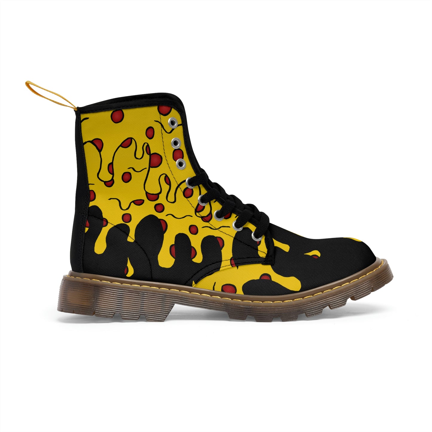 Cheesy Pizza Men's Canvas Boots (Black)