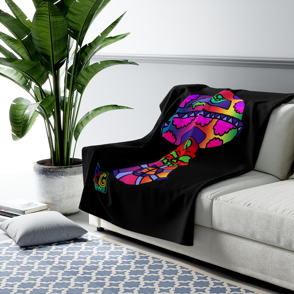 Rainbow Skull Shroom Sherpa Fleece Blanket