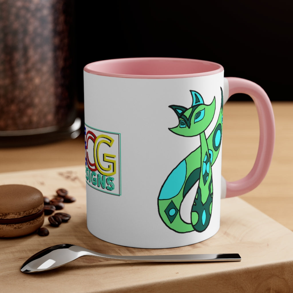 Green Cat Accent Coffee Mug, 11oz