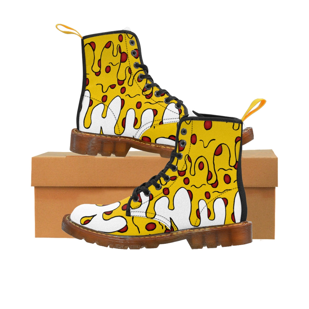 Cheesy Pizza Men's Canvas Boots