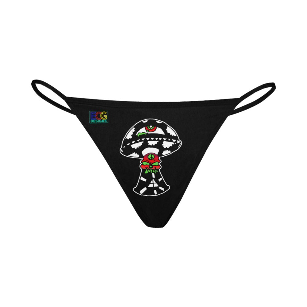 Black and White Skull Shroom Women's All Over Print G-String Panties (Model L35)