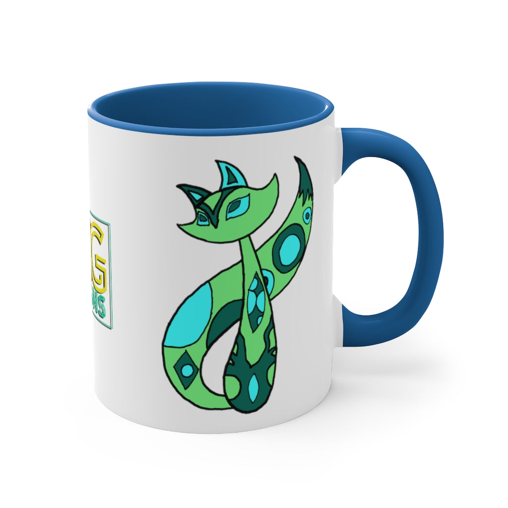 Green Cat Accent Coffee Mug, 11oz