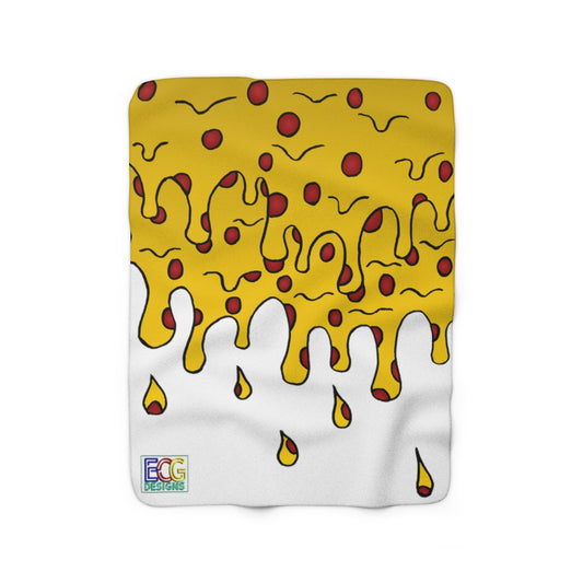 Cheesy Pizza Sherpa Fleece Blanket