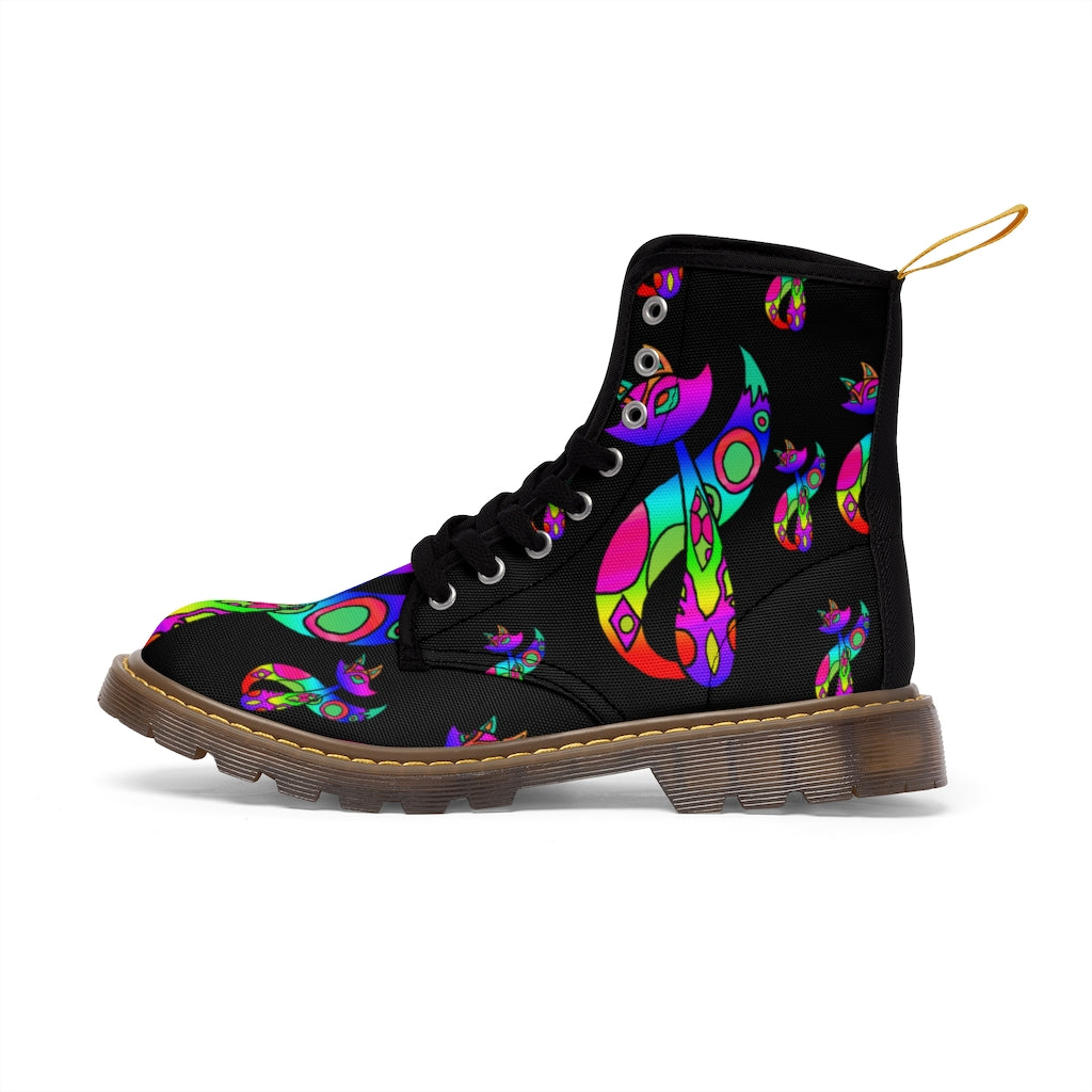 Rainbow Cat Women's Canvas Boots