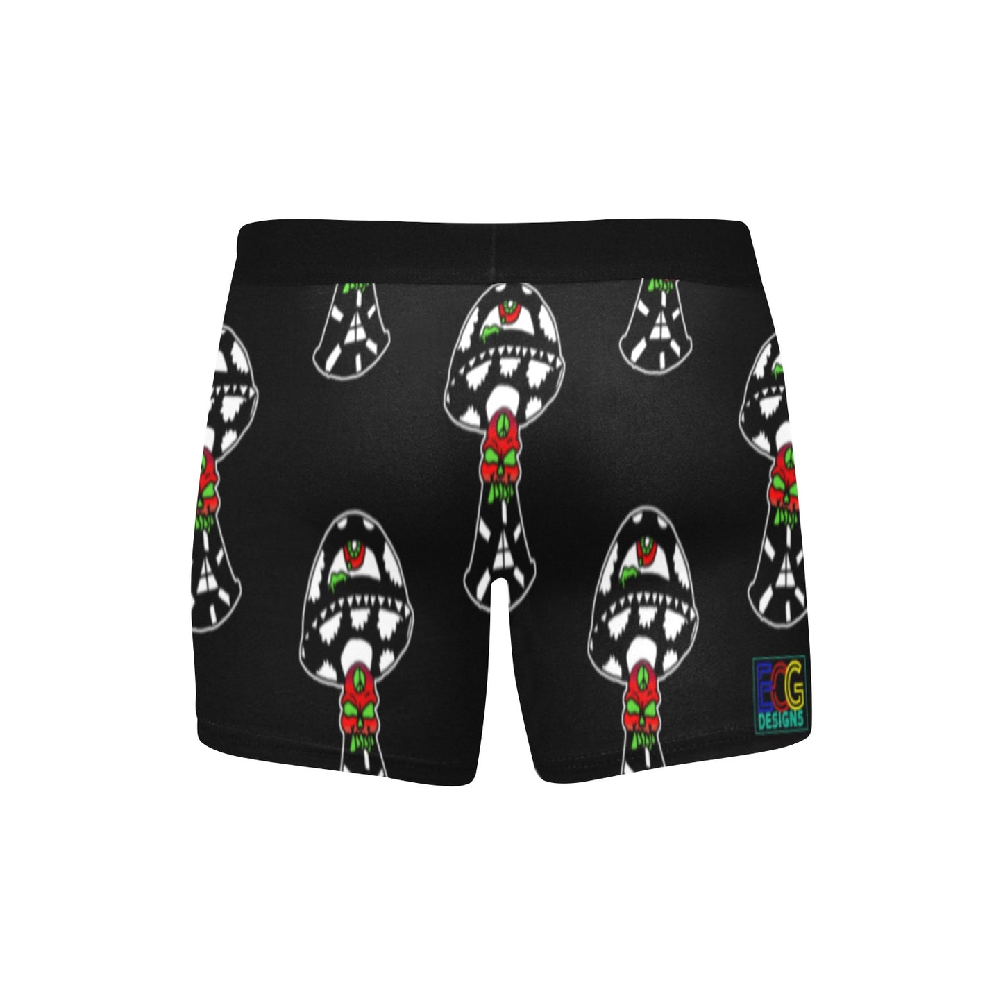 Black and White Skull Shroom Men's Boxer Briefs with Inner Pocket (Model L34)