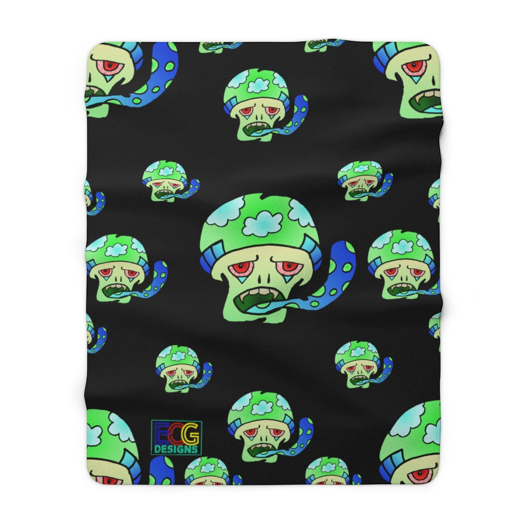 Green Shroom Sherpa Fleece Blanket