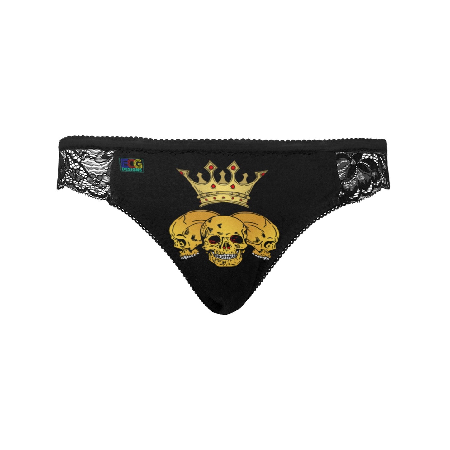 Triple Skull Crown Women's Lace Panty (Model L41)