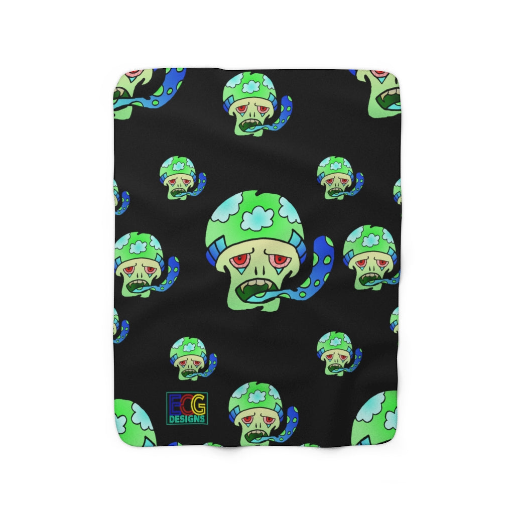 Green Shroom Sherpa Fleece Blanket