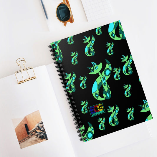 Green Cat Spiral Notebook - Ruled Line