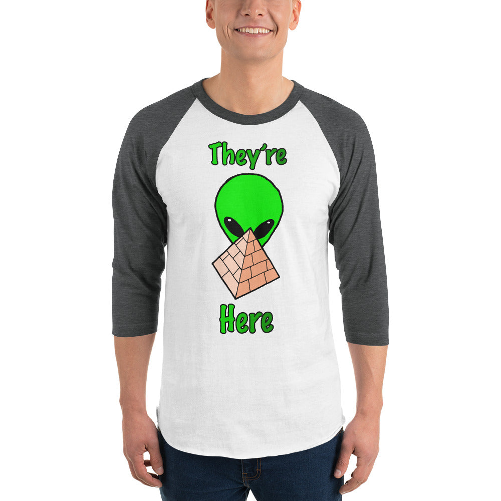 Green Alien Pyramid 3/4 sleeve raglan shirt