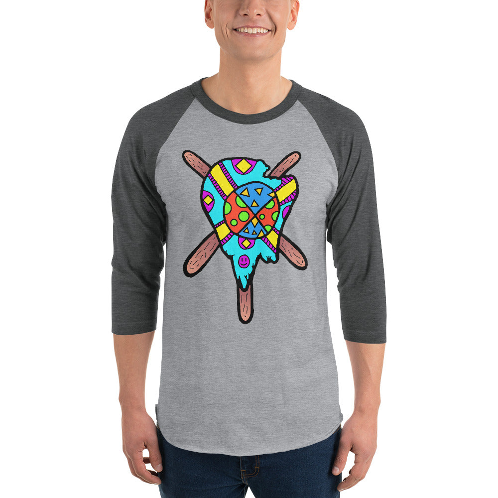 Multicolored Melted Popsicle 3/4 sleeve raglan shirt