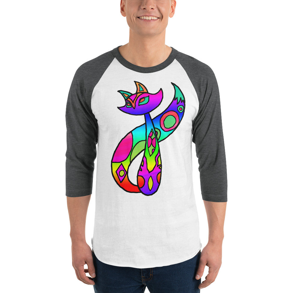 Rainbow Cat 3/4 sleeve raglan shirt