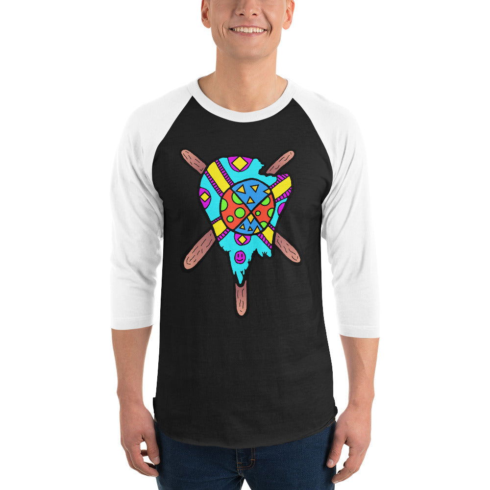 Multicolored Melted Popsicle 3/4 sleeve raglan shirt