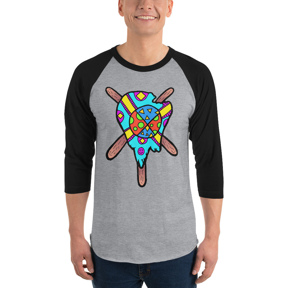 Multicolored Melted Popsicle 3/4 sleeve raglan shirt