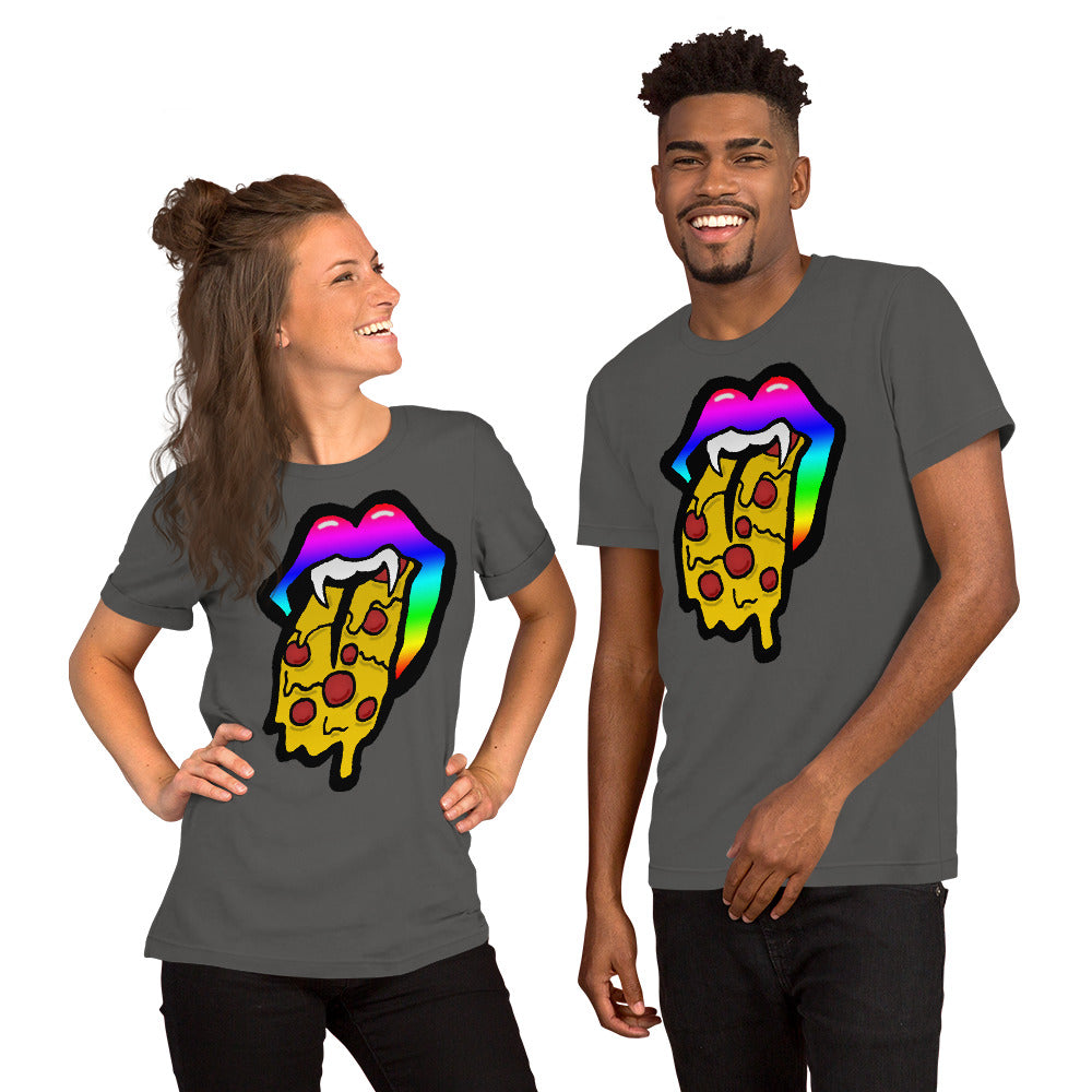 Rainbow Pizza Tongue Short-Sleeve Unisex T-Shirt