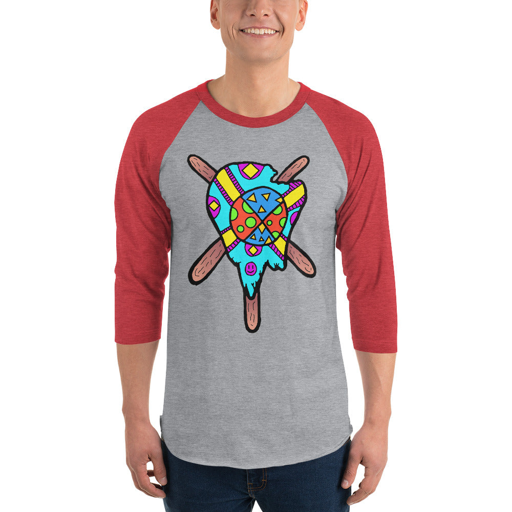 Multicolored Melted Popsicle 3/4 sleeve raglan shirt