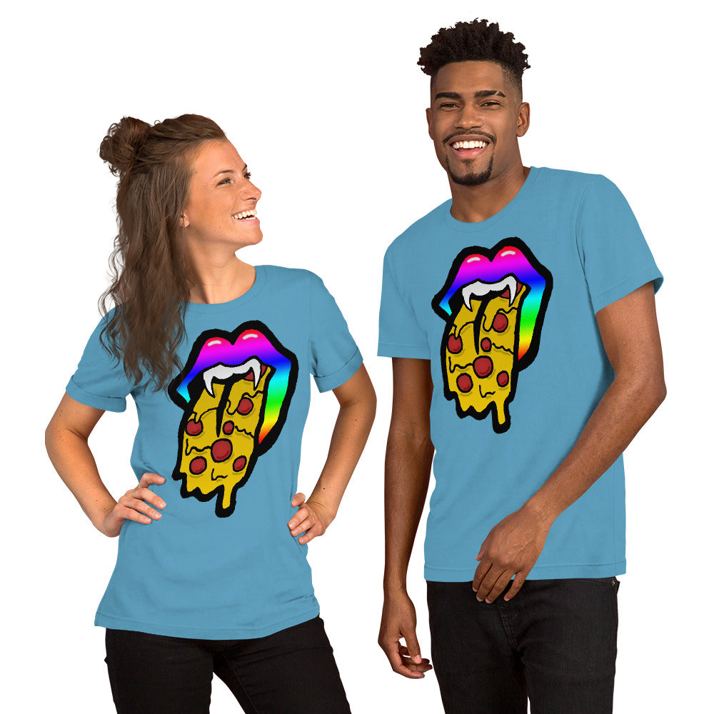 Rainbow Pizza Tongue Short-Sleeve Unisex T-Shirt