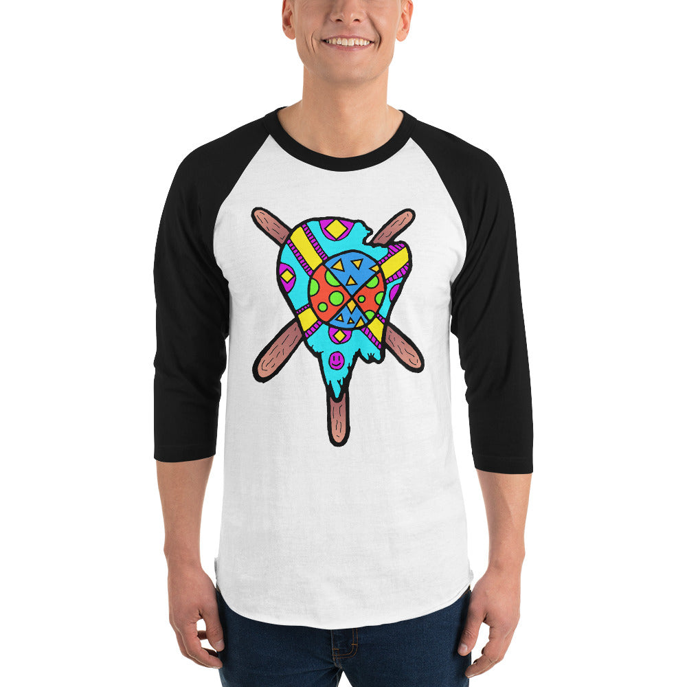 Multicolored Melted Popsicle 3/4 sleeve raglan shirt