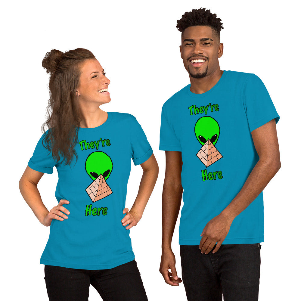 Green Alien Pyramid Short-Sleeve Unisex T-Shirt