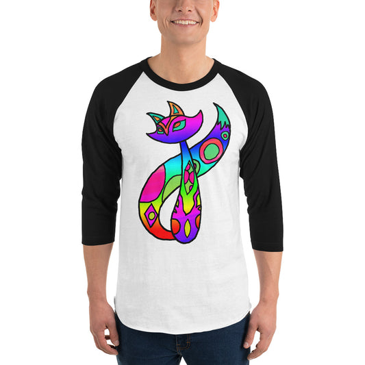 Rainbow Cat 3/4 sleeve raglan shirt