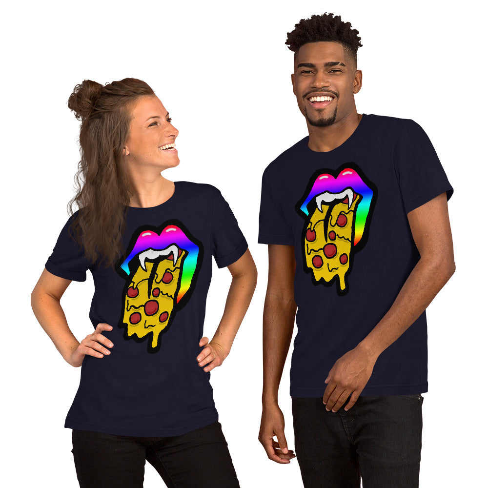 Rainbow Pizza Tongue Short-Sleeve Unisex T-Shirt